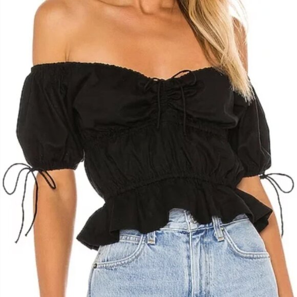 MAJORELLE Tops - Revolve // Majorelle Puff Sleeve Hearst Top in Black